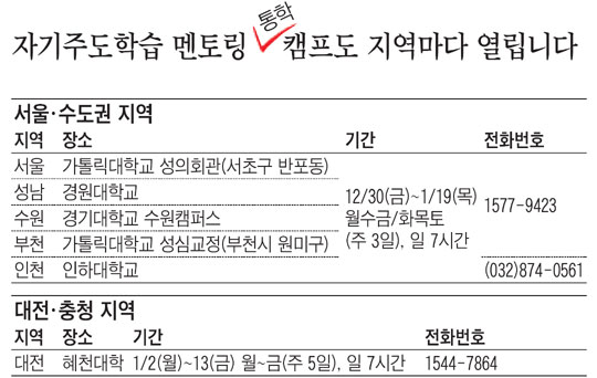 [맛공 알립니다] 겨울방학 자기주도학습 멘토링 기숙캠프