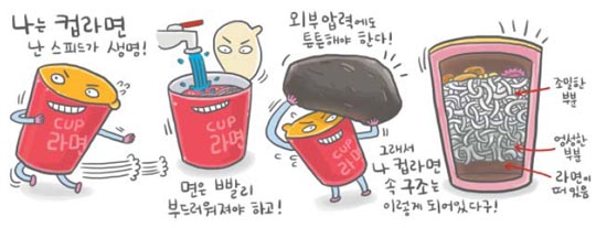 [신문은 선생님] [도전! 창의퀴즈왕] 험하게 운반해도 끄떡없는 컵라면, 비결이 뭘까?