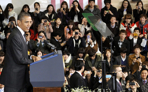 외대학생들, "오바마 대통령 강연 참석 학생들 태도, 창피하다"