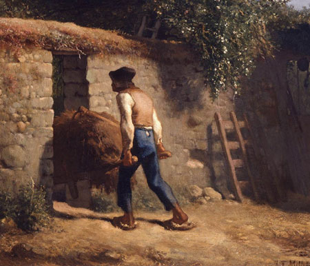 
	밀레 '손수레를 미는 농부' - 1848~1852년, 캔버스에 유채, 45×38㎝, 미국 인디애나폴리스 미술관.
