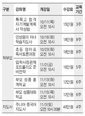 [맛공 알립니다] 학부모와 지도사를 위한 조선교육문화센터 가을 강좌 개강