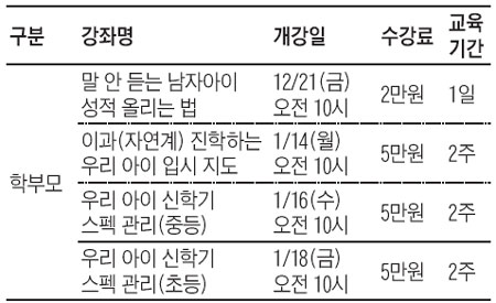 [맛공 알립니다] 조선교육문화센터 겨울방학 강좌 풍성 외