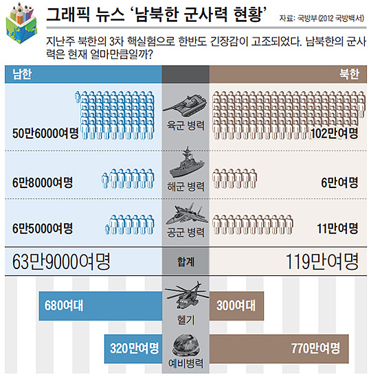 [NIE 신문활용교육] 그래픽 뉴스 '남북한 군사력 현황'