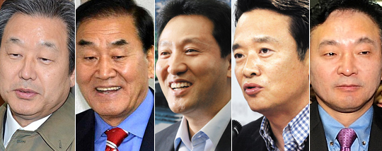 (왼쪽부터) 김무성·이재오·오세훈·남경필·원희룡