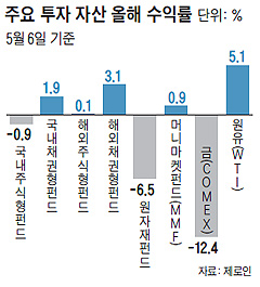 주요 투자 자산 올해 수익률 그래프