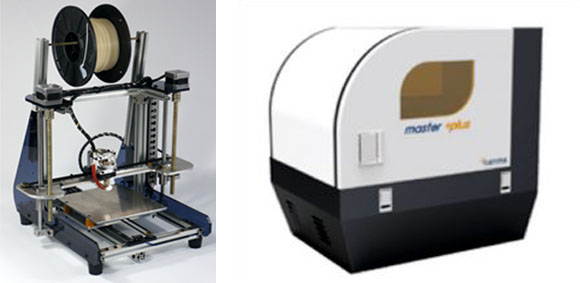 오픈크리에이터스와 캐리마의 3D 프린터. 각각 개인용, 산업용 시장을 공략하고 있다./ 각사 제공