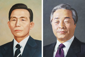 박정희 초상화(왼쪽)와 김영삼 초상화.
