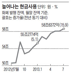 늘어나는 현금사용.