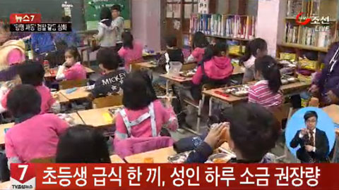 초등생 급식 한끼, 성인 1일 소금 권장량 육박