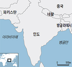 인도 주변 국가들 지도