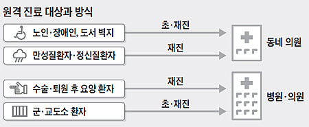
	원격 진료 대상과 방식 그래픽
