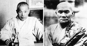  
각각 불교의 교(敎)와 선(禪)을 대표하며 일제강점기 한국 불교의 계율 확립에 애썼던 석전 스님(왼쪽)과 한암 스님. 
