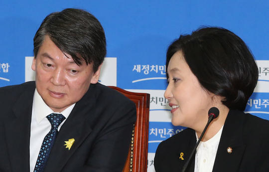 안철수(왼쪽) 새정치민주연합 대표와 박영선 원내대표.