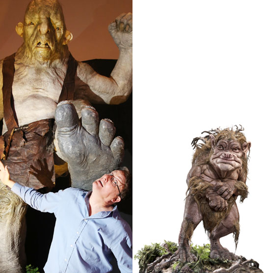 (왼쪽 사진)사진을 찍으려 하자 리처드 테일러는 트롤의 발밑에 깔리는 시늉을 했다. (오른쪽 사진)동화‘더 글로밍’의 캐릭터 중 하나.