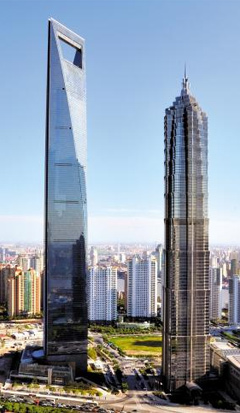 상하이의 초고층 빌딩 사진