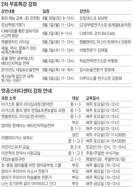 1차 특강 마감· 2차 무료특강 추가로 엽니다 '맛있는공부 스터디센터' 대치본점 30일 오픈