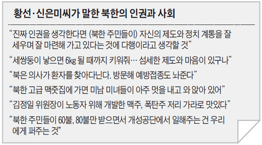 황선·신은미씨가 말한 북한의 인권과 사회.