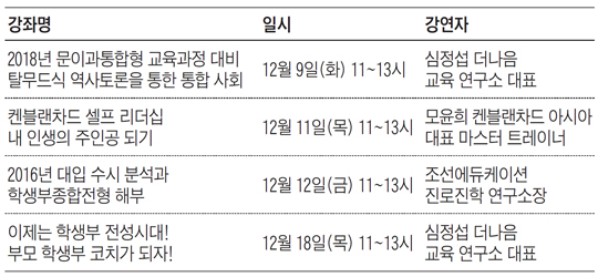 리더십·2016 대입수시분석… 맛있는공부 스터디센터 정규강좌 설명회