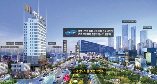 고덕 국제신도시와 삼성전자 산업 단지 등을 배후 수요로 하고 있는 서정 메트로하임 조감도. 