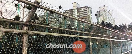 
	탈북자들이 밀집해 살고 있는 서울의 한 임대아파트촌에 철망이 둘러쳐져 있다.
