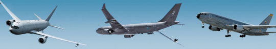 
	(왼쪽부터)미 보잉 KC-46A, 유럽 에어버스 A330 MRTT, 이스라엘 IAI 767 MMTT.
