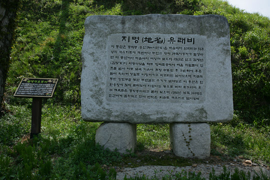 김삿갓이 죽은 뒤 묻혔던 초분지다. 3년 후 그의 아들이 찾아와 유골을 이장했다.