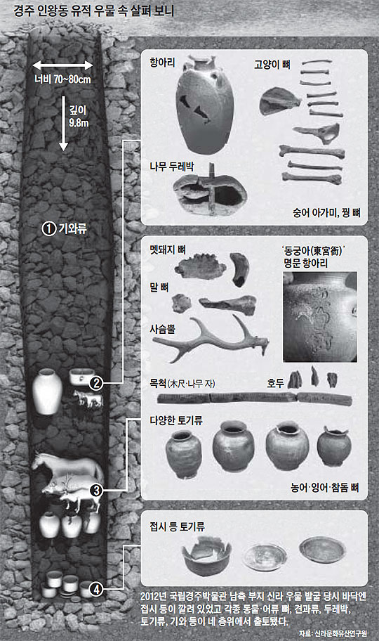 
	경주 인왕동 유적 우물 속 살펴 보니.
