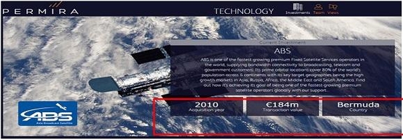 2010년 4월 KT로부터 무궁화3호 위성을 5억3000만원에 매입한 ABS는 같은 해 9월 퍼미라 펀드에 매각됐다. / 퍼미라 펀드 웹사이트