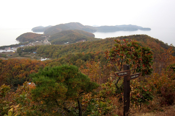 능선에서 바라본 장봉도의 전경. 장봉도는 서쪽 해안을 따라 걸을 수 있는 해안트래킹 코스가 개발돼 있다.