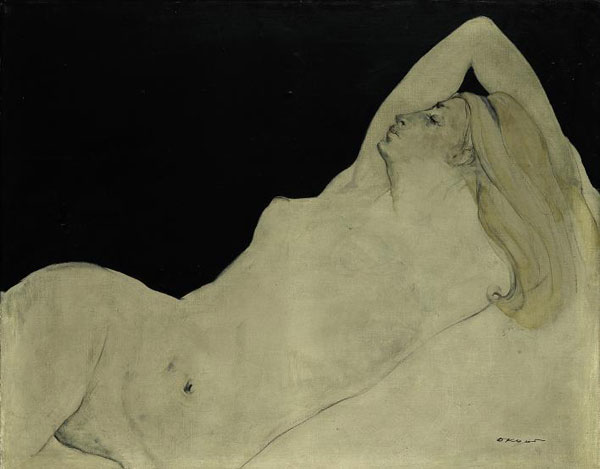 
	권옥연 화백이 아내 이병복 여사를 모델로 그린 누드화‘나부’(裸婦·1965년 작).
