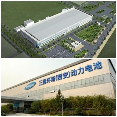 중국 난징의 LG화학 전기차 배터리 공장(위)과 중국 시안의 삼성SDI 전기차 배터리 공장. /각사 제공