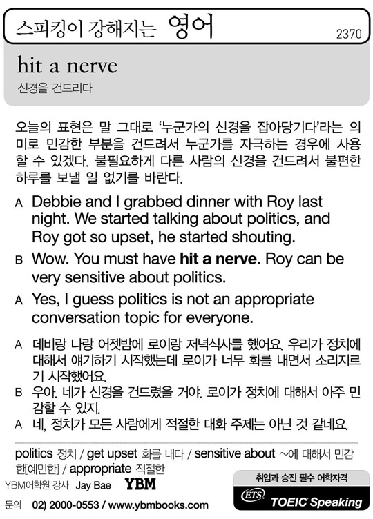 [스피킹이 강해지는 영어] hit a nerve