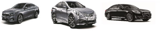 K7(왼쪽), 그렌저(가운데), EQ900/현대자동차, 기아자동차 제공