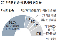 2015년도 방송 광고시장 점유율 그래프