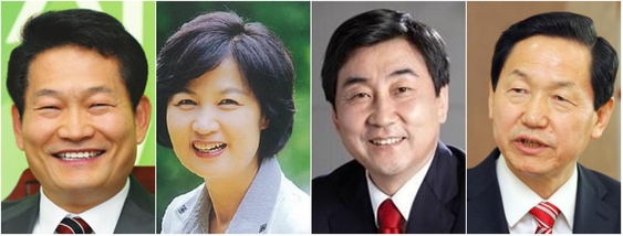 왼쪽부터 송영길, 추미애, 이종걸, 김상곤 더민주 당대표 후보 / 조선DB