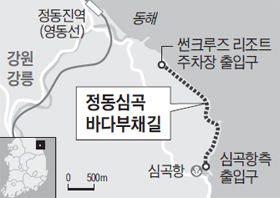 정동심곡 바다부채길 위치 지도