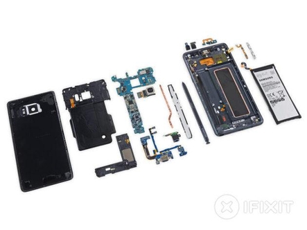 갤럭시노트7 제품을 분해한 모습 /IFIXIT 홈페이지 캡처