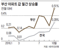 부산 아파트 값 월간 상승률