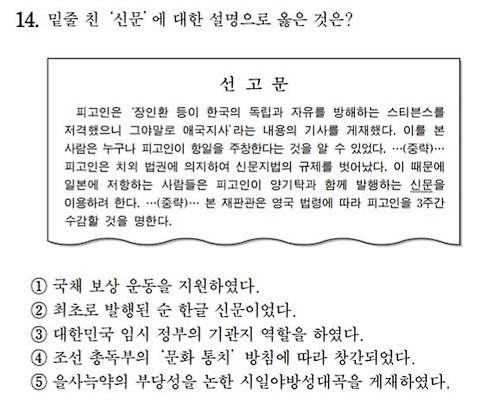 수능 한국사 14번 복수정답 논란에 평가원 