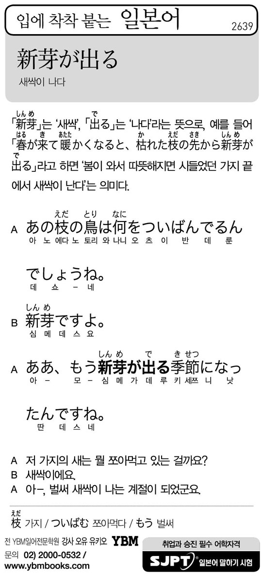 [입에 착착 붙는 일본어] 새싹이 나다