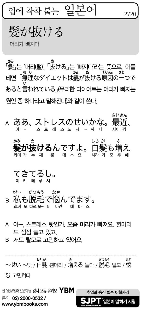 [입에 착착 붙는 일본어] 머리가 빠지다