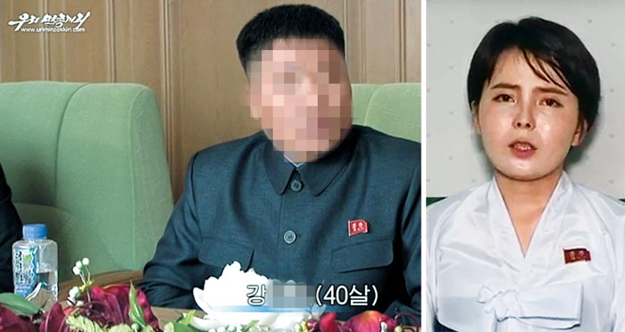 북한 보위성의 지령을 받고 재입북한 탈북자 강모(왼쪽)씨가 지난해 11월 북한의 대남 선전 매체‘우리민족끼리’에 등장해 한국을 비방하고 있다.