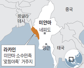 미얀마의 라카인 지도