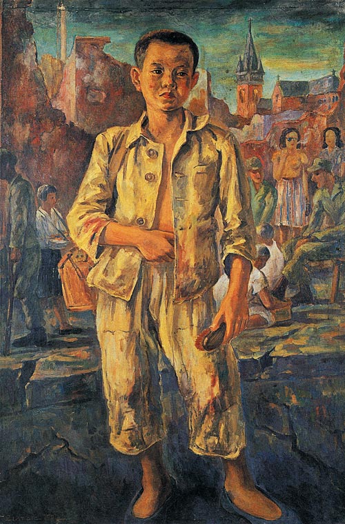 이수억의 유화 '구두닦이 소년'(1952).