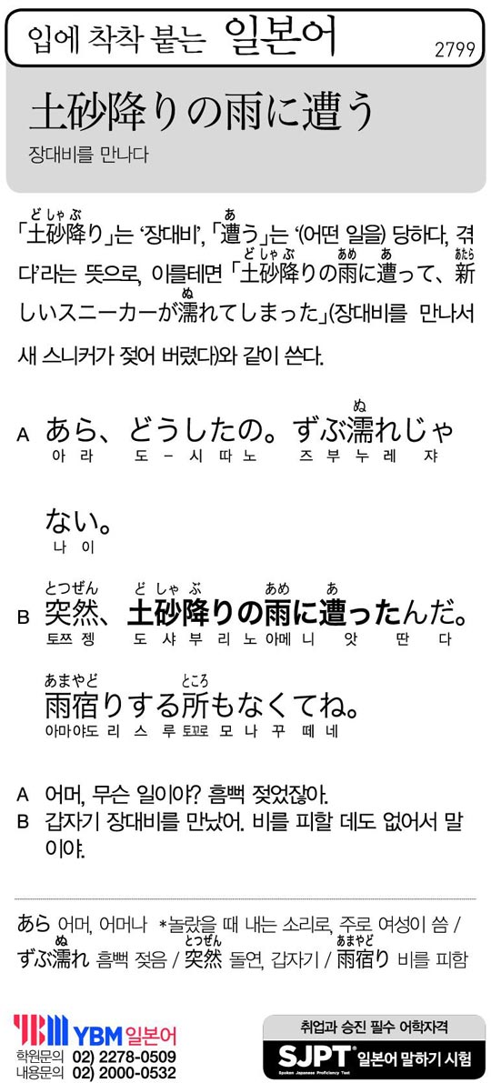 [입에 착착 붙는 일본어] 장대비를 만나다