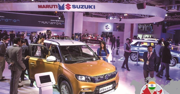  지난해 2월 인도에서 열린 오토쇼에서 마루티 스즈키가 콤팩트 SUV ‘비타라 브레짜’를 선보였다./블룸버그