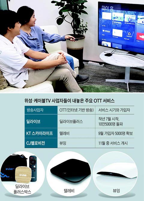 위성·케이블TV 사업자들이 내놓은 주요 OTT 서비스