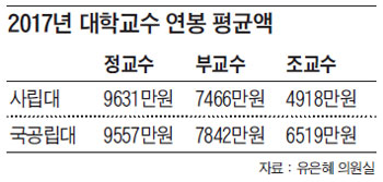 2017년 대학교수 연봉 평균액