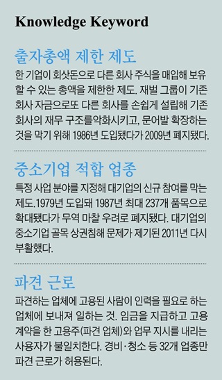 출자총액 제한 제도 / 중소기업 적합 업종 / 파견 근로