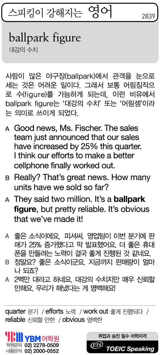 [스피킹이 강해지는 영어] ballpark figure